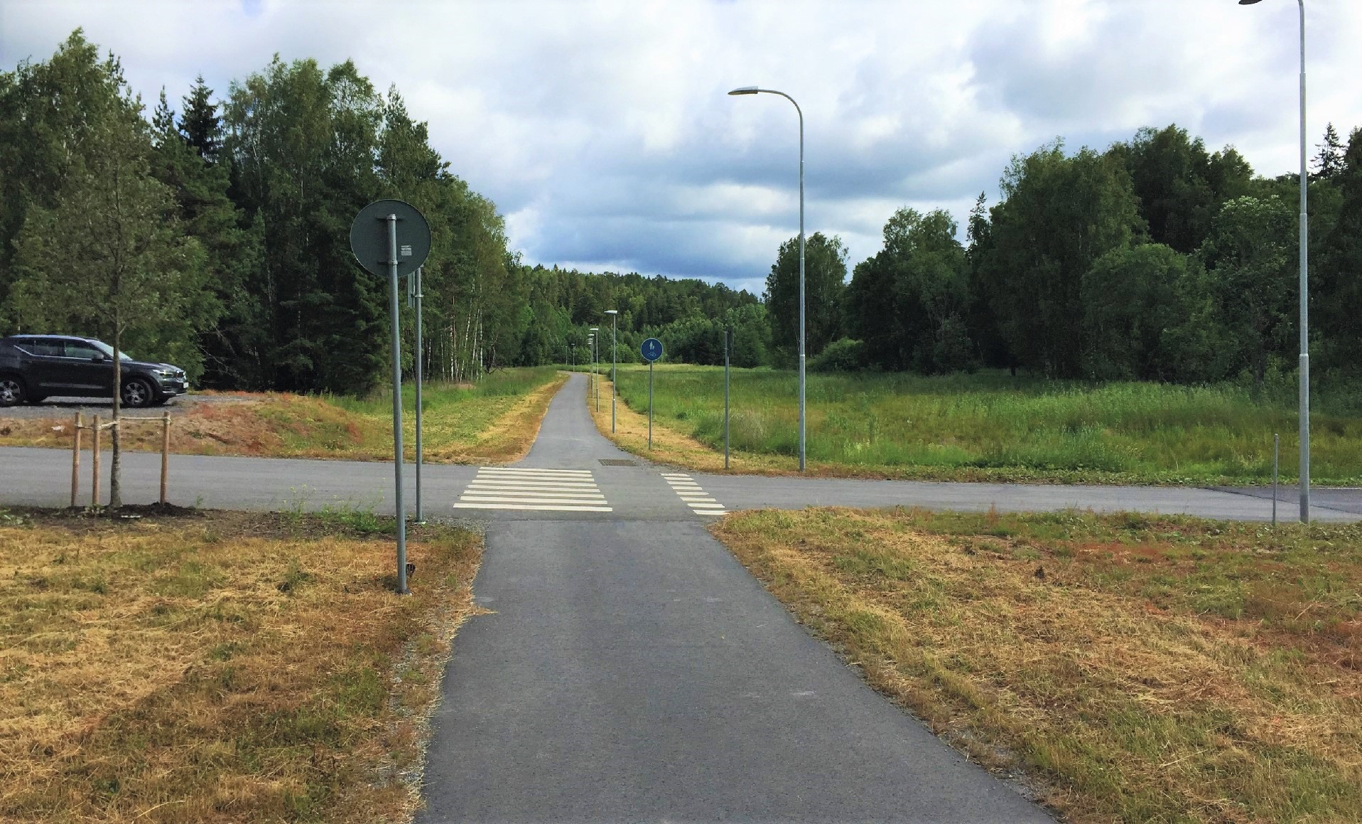 Foto på vägkorsning och område i Älvsby. Foto.
